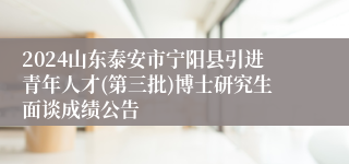 2024山东泰安市宁阳县引进青年人才(第三批)博士研究生面谈成绩公告