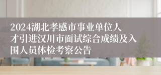 2024湖北孝感市事业单位人才引进汉川市面试综合成绩及入围人员体检考察公告 