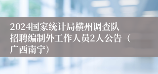 2024国家统计局横州调查队招聘编制外工作人员2人公告（广西南宁）