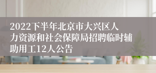 2022下半年北京市大兴区人力资源和社会保障局招聘临时辅助用工12人公告