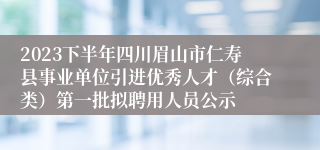 2023下半年四川眉山市仁寿县事业单位引进优秀人才（综合类）第一批拟聘用人员公示