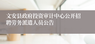 文安县政府投资审计中心公开招聘劳务派遣人员公告