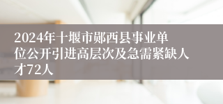 2024年十堰市郧西县事业单位公开引进高层次及急需紧缺人才72人