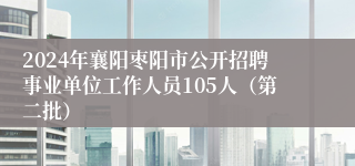 2024年襄阳枣阳市公开招聘事业单位工作人员105人（第二批）