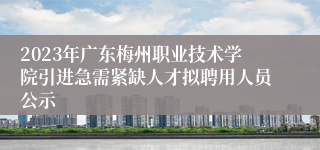 2023年广东梅州职业技术学院引进急需紧缺人才拟聘用人员公示