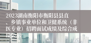 2023湖南衡阳市衡阳县县直、乡镇事业单位和卫健系统（非医专业）招聘面试成绩及综合成绩公示