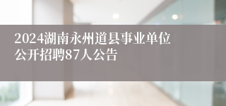 2024湖南永州道县事业单位公开招聘87人公告