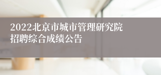 2022北京市城市管理研究院招聘综合成绩公告