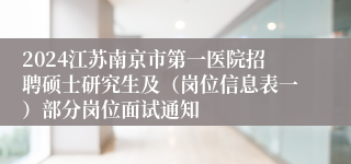 2024江苏南京市第一医院招聘硕士研究生及（岗位信息表一）部分岗位面试通知