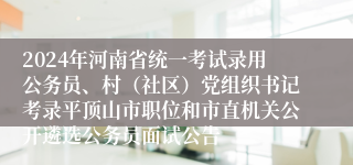 2024年河南省统一考试录用公务员、村（社区）党组织书记考录平顶山市职位和市直机关公开遴选公务员面试公告