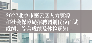 2022北京市密云区人力资源和社会保障局招聘调剂岗位面试成绩、综合成绩及体检通知