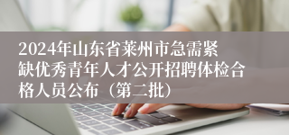 2024年山东省莱州市急需紧缺优秀青年人才公开招聘体检合格人员公布（第二批）