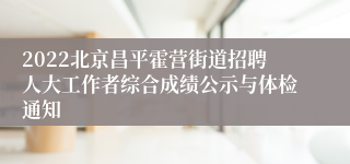 2022北京昌平霍营街道招聘人大工作者综合成绩公示与体检通知