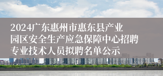 2024广东惠州市惠东县产业园区安全生产应急保障中心招聘专业技术人员拟聘名单公示