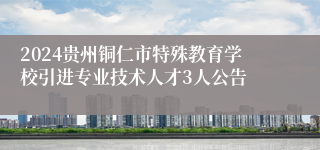 2024贵州铜仁市特殊教育学校引进专业技术人才3人公告