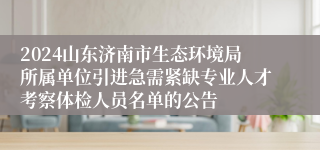2024山东济南市生态环境局所属单位引进急需紧缺专业人才考察体检人员名单的公告