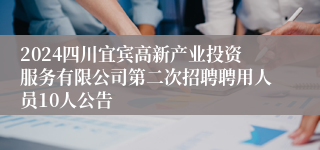 2024四川宜宾高新产业投资服务有限公司第二次招聘聘用人员10人公告
