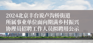 2024北京丰台说卢沟桥街道所属事业单位面向期满乡村振兴协理员招聘工作人员拟聘用公示