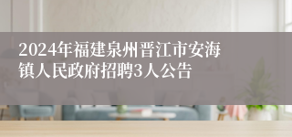 2024年福建泉州晋江市安海镇人民政府招聘3人公告