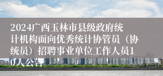 2024广西玉林市县级政府统计机构面向优秀统计协管员（协统员）招聘事业单位工作人员10人公告