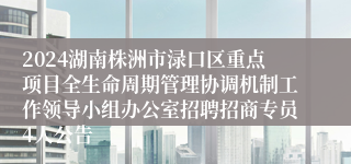 2024湖南株洲市渌口区重点项目全生命周期管理协调机制工作领导小组办公室招聘招商专员4人公告