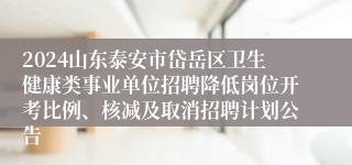 2024山东泰安市岱岳区卫生健康类事业单位招聘降低岗位开考比例、核减及取消招聘计划公告