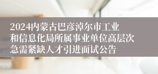 2024内蒙古巴彦淖尔市工业和信息化局所属事业单位高层次急需紧缺人才引进面试公告