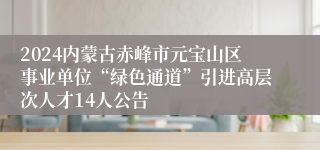 2024内蒙古赤峰市元宝山区事业单位“绿色通道”引进高层次人才14人公告