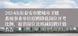 2024山东泰安市肥城市卫健系统事业单位招聘降低岗位开考比例、取消岗位及核减招聘计划公告