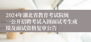 2024年湖北省教育考试院统一公开招聘考试入围面试考生成绩及面试资格复审公告