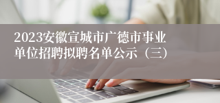 2023安徽宣城市广德市事业单位招聘拟聘名单公示（三）