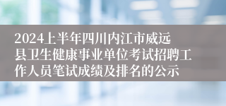 2024上半年四川内江市威远县卫生健康事业单位考试招聘工作人员笔试成绩及排名的公示