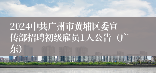 2024中共广州市黄埔区委宣传部招聘初级雇员1人公告（广东）