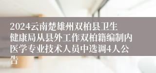 2024云南楚雄州双柏县卫生健康局从县外工作双柏籍编制内医学专业技术人员中选调4人公告