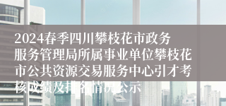 2024春季四川攀枝花市政务服务管理局所属事业单位攀枝花市公共资源交易服务中心引才考核成绩及排名情况公示