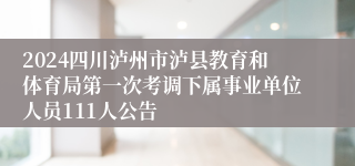 2024四川泸州市泸县教育和体育局第一次考调下属事业单位人员111人公告