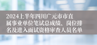 2024上半年四川广元市市直属事业单位笔试总成绩、岗位排名及进入面试资格审查人员名单