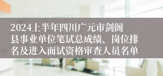 2024上半年四川广元市剑阁县事业单位笔试总成绩、岗位排名及进入面试资格审查人员名单
