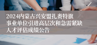 2024内蒙古兴安盟扎赉特旗事业单位引进高层次和急需紧缺人才评估成绩公告