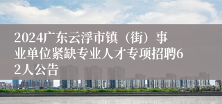 2024广东云浮市镇（街）事业单位紧缺专业人才专项招聘62人公告