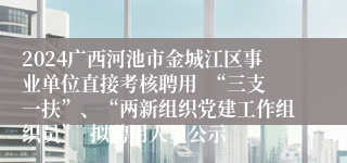 2024广西河池市金城江区事业单位直接考核聘用  “三支一扶”、“两新组织党建工作组织员”  拟聘用人员公示