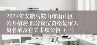 2024年安徽马鞍山市雨山区公开招聘 部分岗位资格复审人员名单及有关事项公告（一）