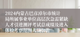 2024内蒙古巴彦淖尔市统计局所属事业单位高层次急需紧缺人才引进测评考试总成绩及进入体检考察范围人员公告