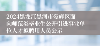 2024黑龙江黑河市爱辉区面向师范类毕业生公开引进事业单位人才拟聘用人员公示