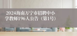  2024海南万宁市招聘中小学教师196人公告（第1号）