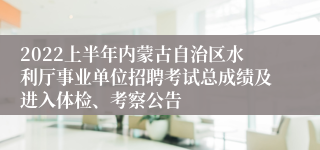 2022上半年内蒙古自治区水利厅事业单位招聘考试总成绩及进入体检、考察公告