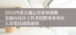 2022内蒙古通辽市霍林郭勒市面向社区工作者招聘事业单位人员笔试成绩通知