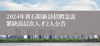 2024年黄石阳新县招聘急需紧缺高层次人才2人公告