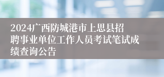 2024广西防城港市上思县招聘事业单位工作人员考试笔试成绩查询公告