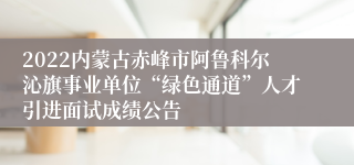 2022内蒙古赤峰市阿鲁科尔沁旗事业单位“绿色通道”人才引进面试成绩公告